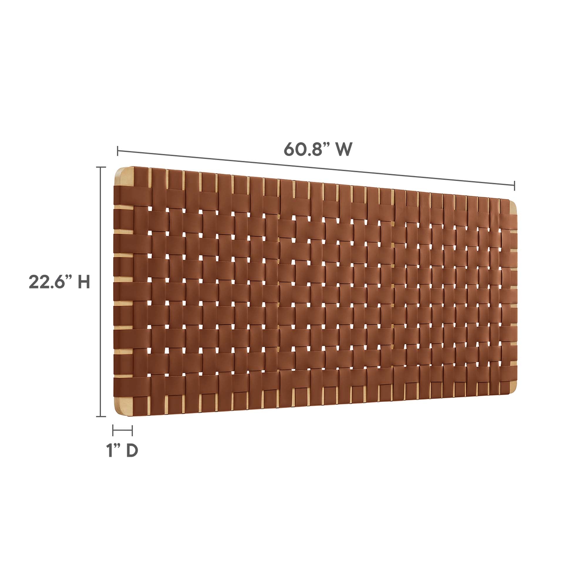 Sparta Weave Wall-Mount Vegan Leather Queen Headboard - Natural Brown