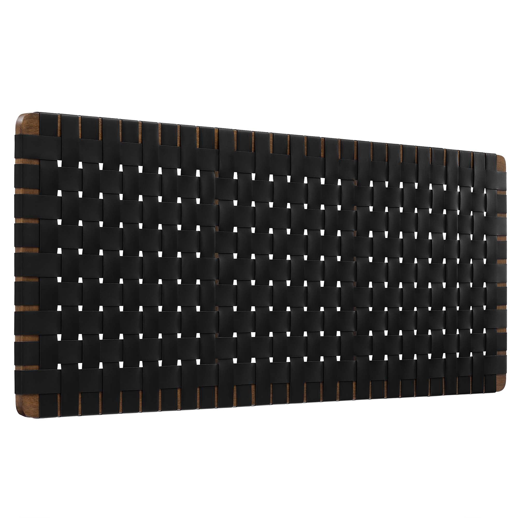 Sparta Weave Wall-Mount Vegan Leather Queen Headboard - Walnut Black