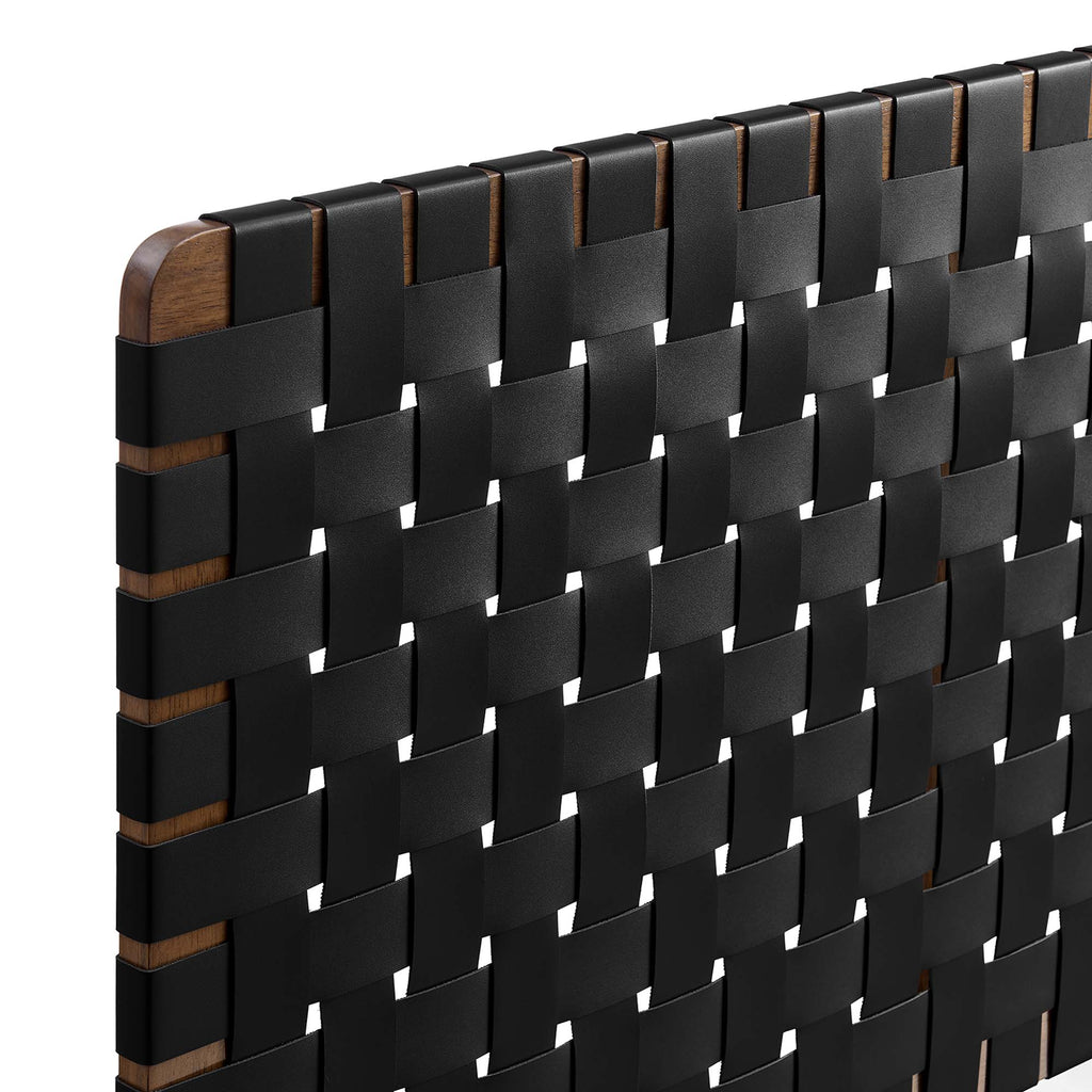 Sparta Weave Wall-Mount Vegan Leather Queen Headboard - Walnut Black