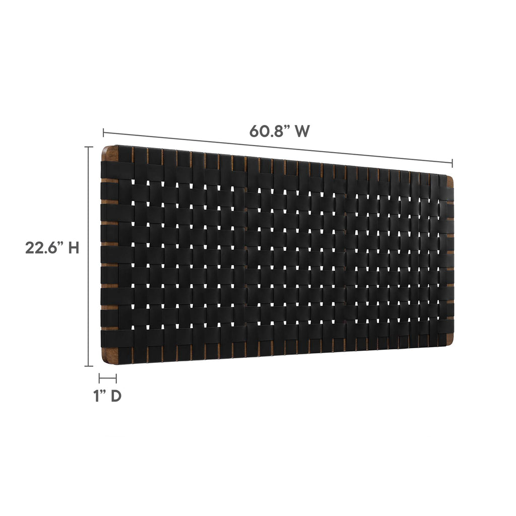 Sparta Weave Wall-Mount Vegan Leather Queen Headboard - Walnut Black