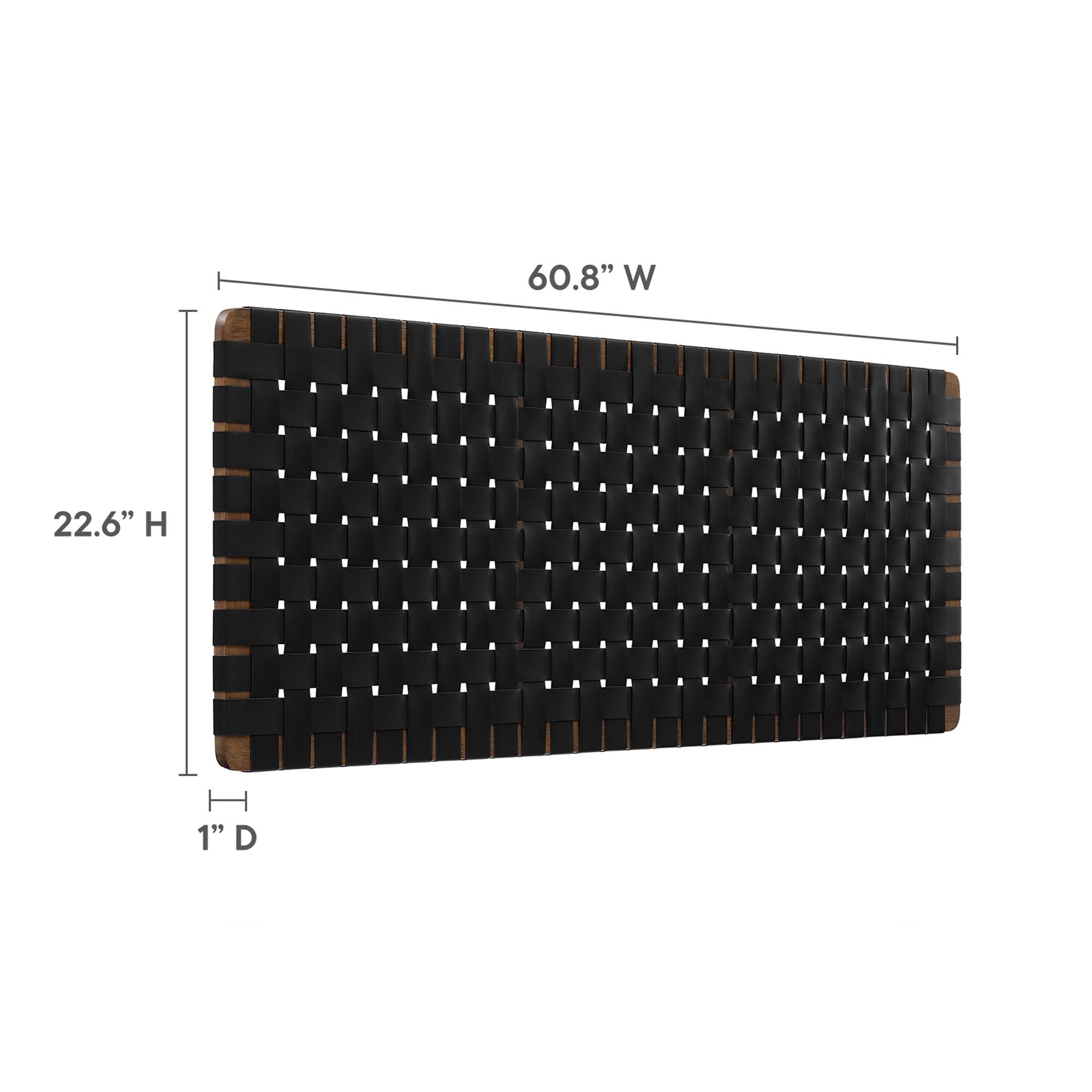 Sparta Weave Wall-Mount Vegan Leather Queen Headboard - Walnut Black
