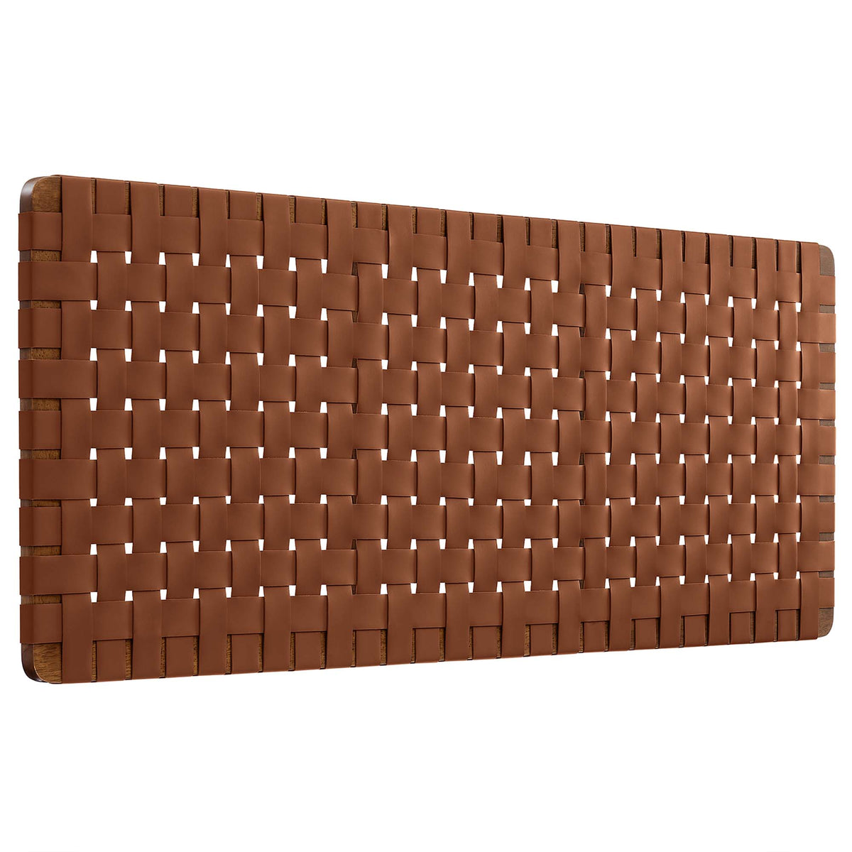 Sparta Weave Wall-Mount Vegan Leather Queen Headboard - Walnut Brown