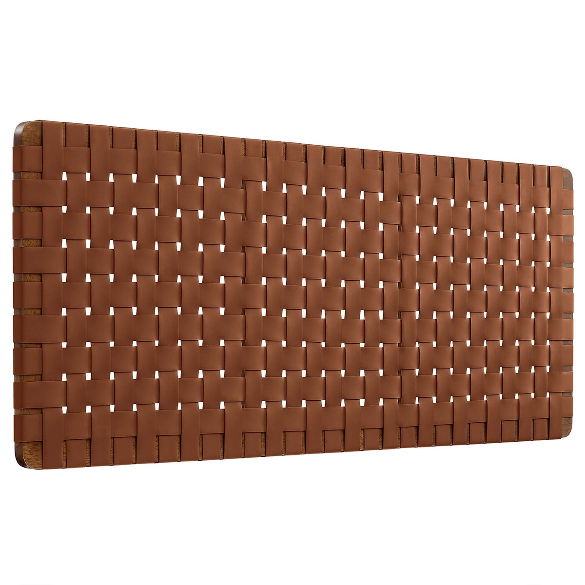 Sparta Weave Wall-Mount Vegan Leather Headboard - Walnut Brown — Walnut Brown Queen
