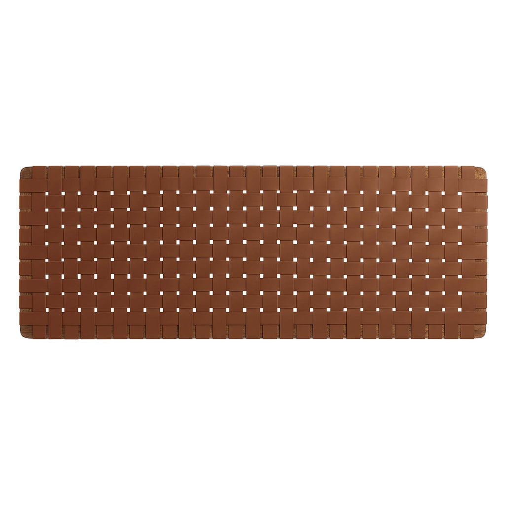Sparta Weave Wall-Mount Vegan Leather Queen Headboard - Walnut Brown