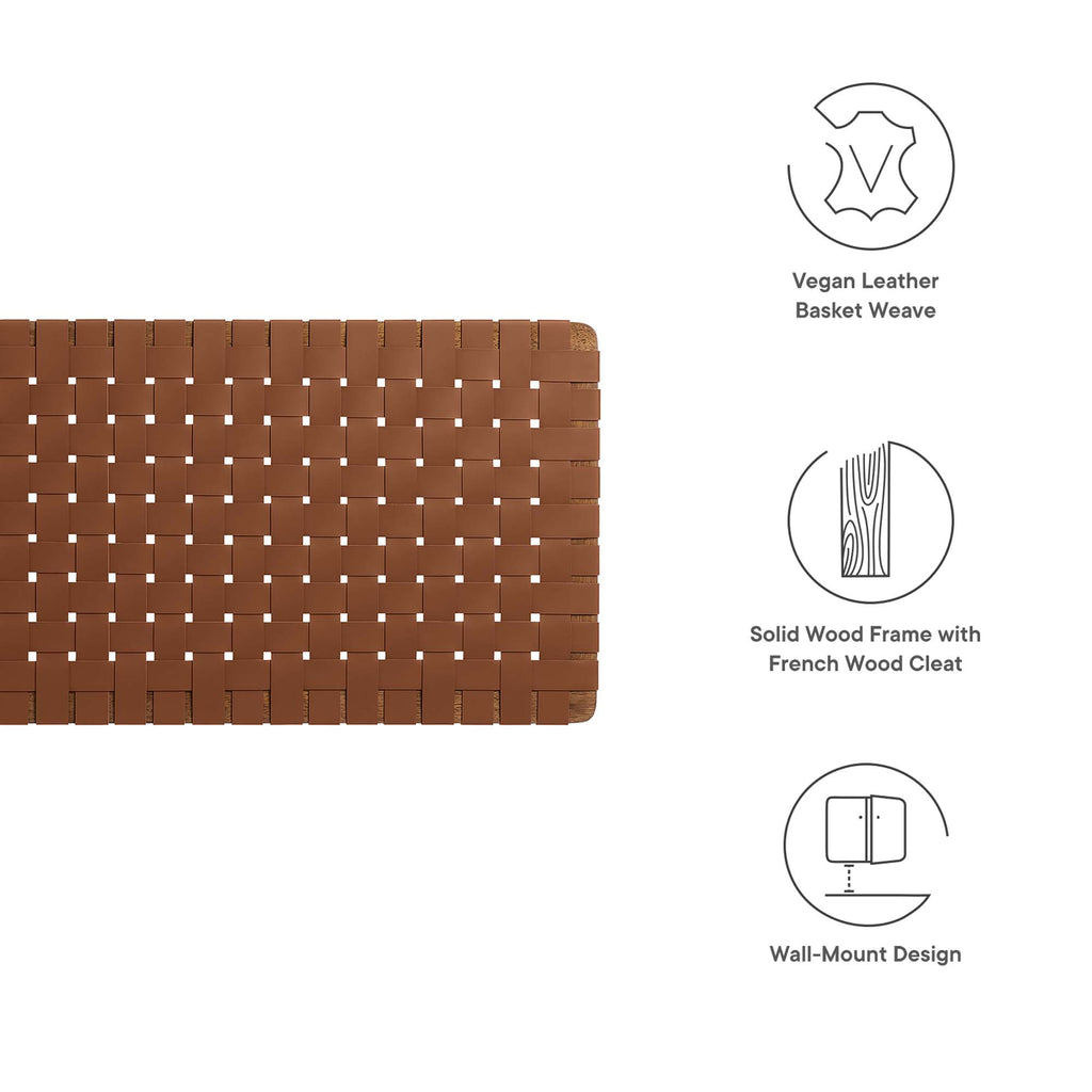 Sparta Weave Wall-Mount Vegan Leather Queen Headboard - Walnut Brown