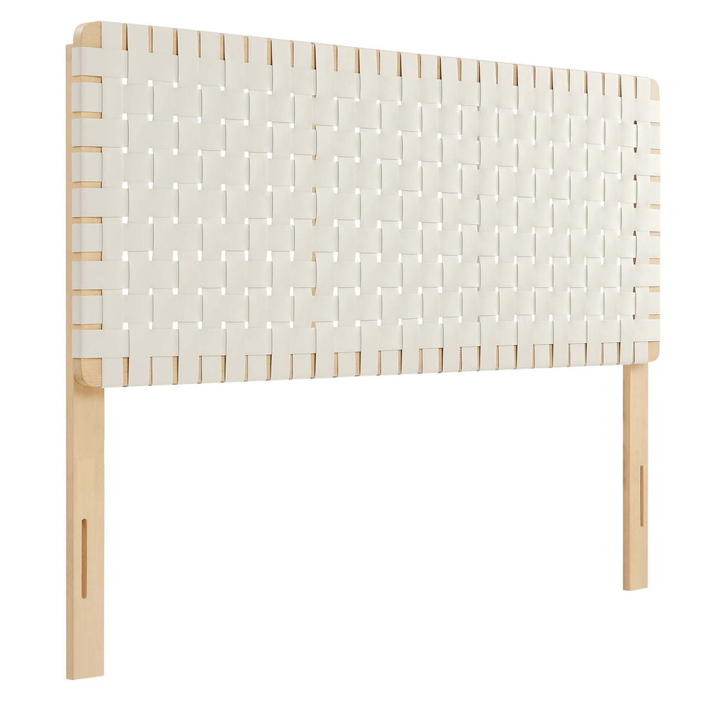Sparta Weave Vegan Leather Queen Headboard - Natural Beige