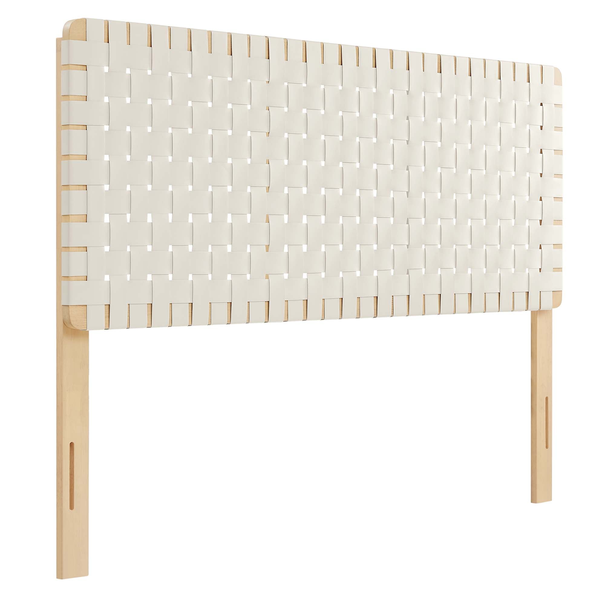 Sparta Weave Vegan Leather Queen Headboard - Natural Beige