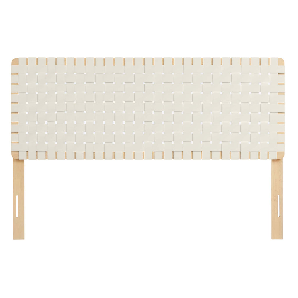 Sparta Weave Vegan Leather Queen Headboard - Natural Beige