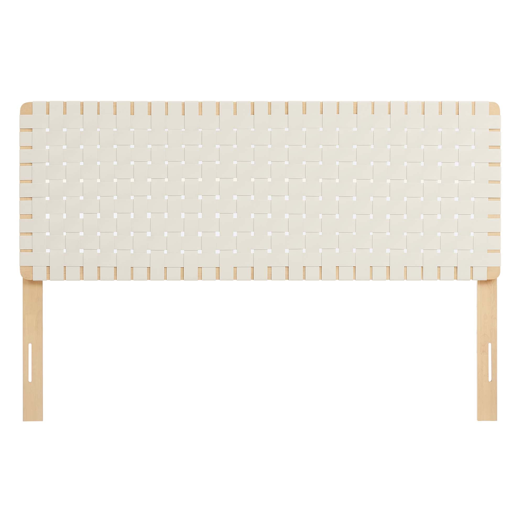 Sparta Weave Vegan Leather Queen Headboard - Natural Beige