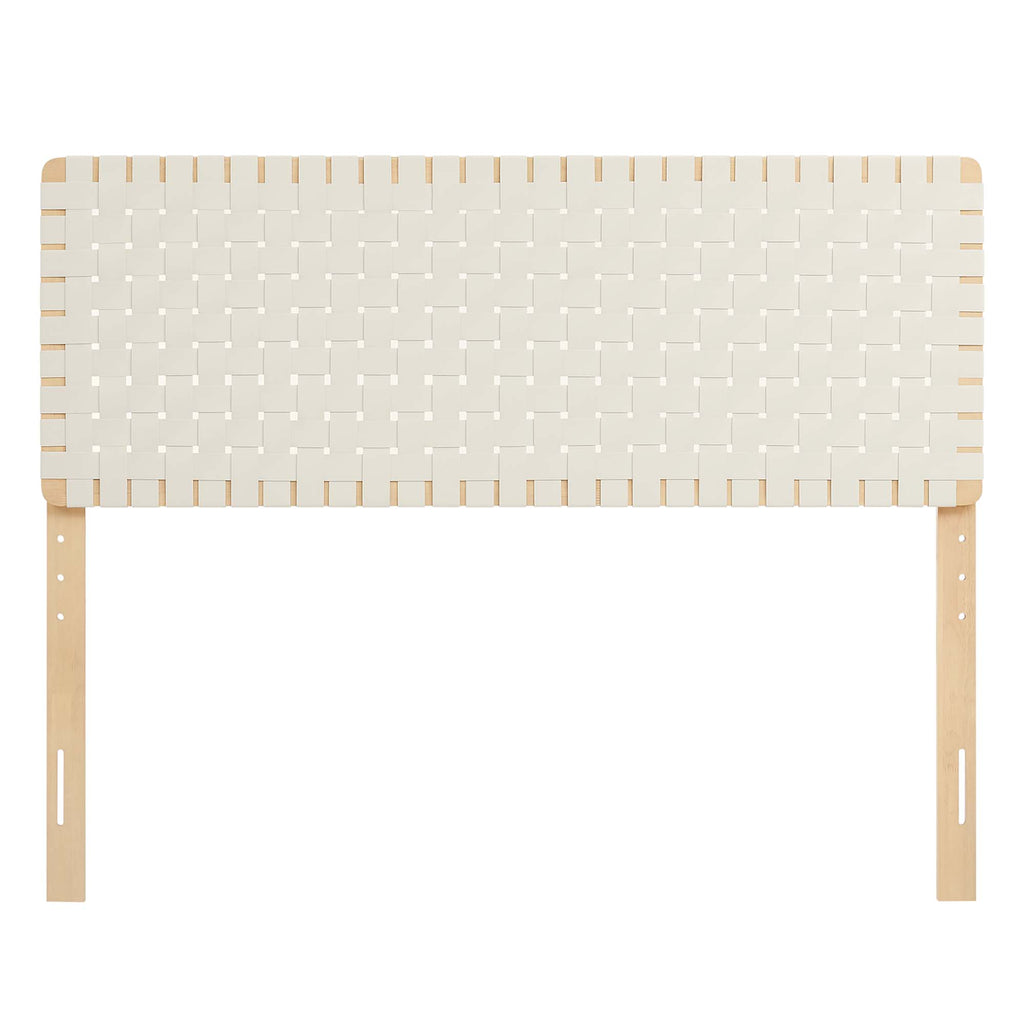 Sparta Weave Vegan Leather Queen Headboard - Natural Beige