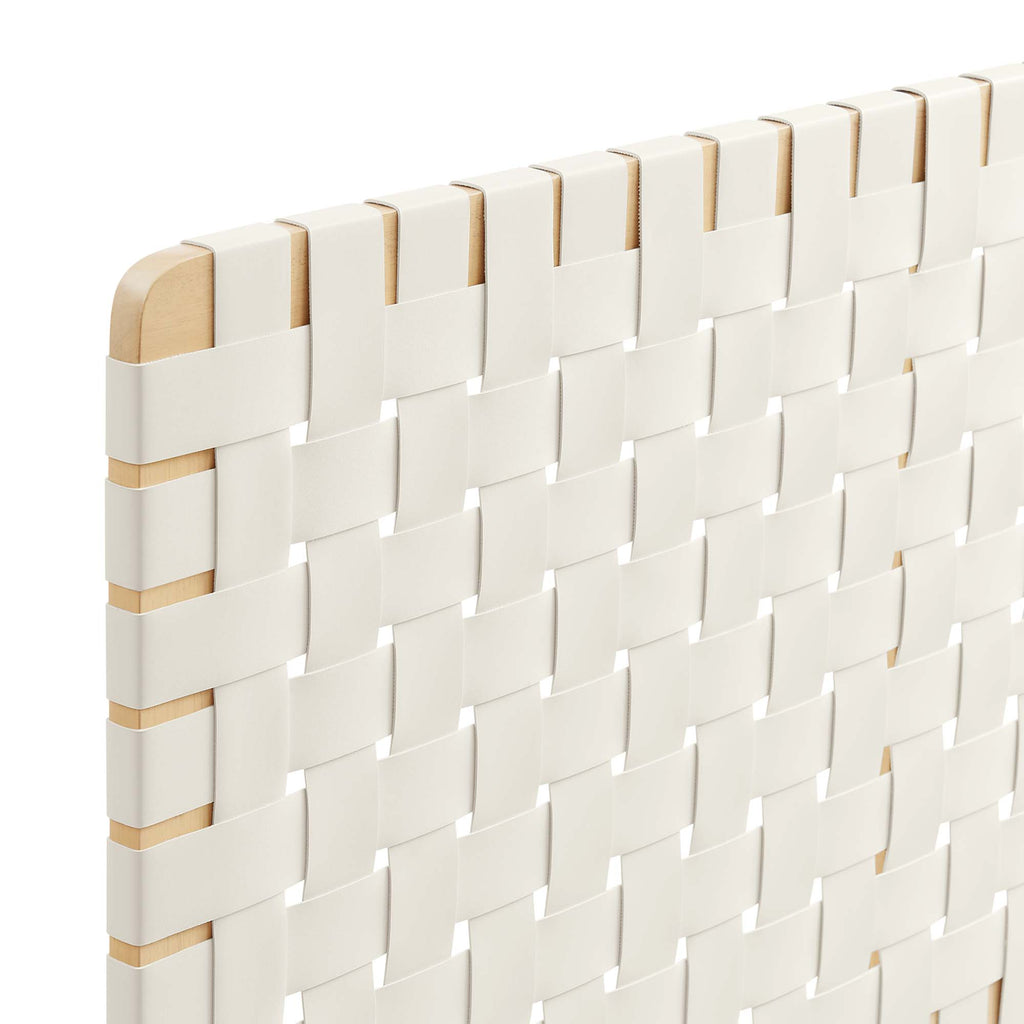 Sparta Weave Vegan Leather Queen Headboard - Natural Beige
