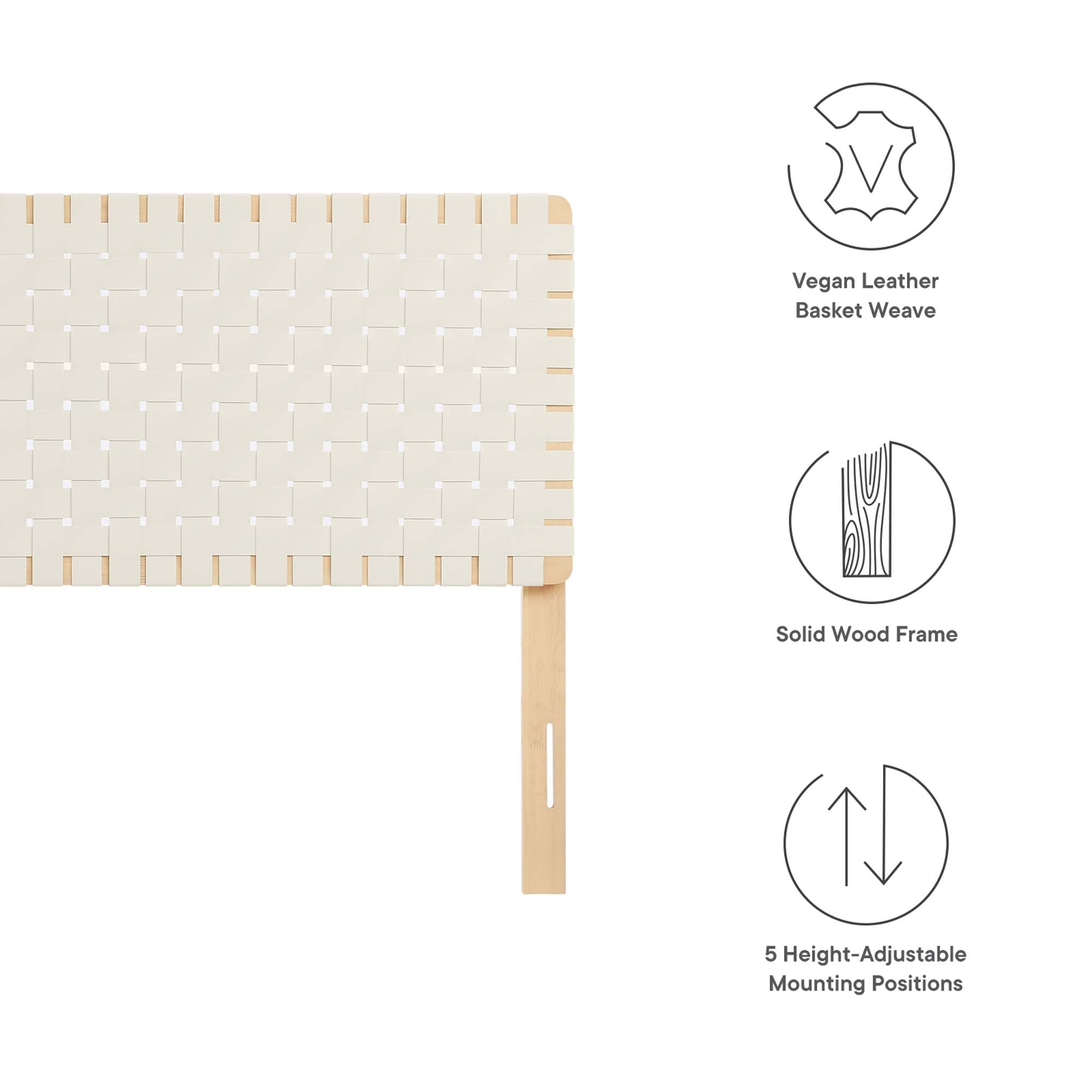 Sparta Weave Vegan Leather Queen Headboard - Natural Beige