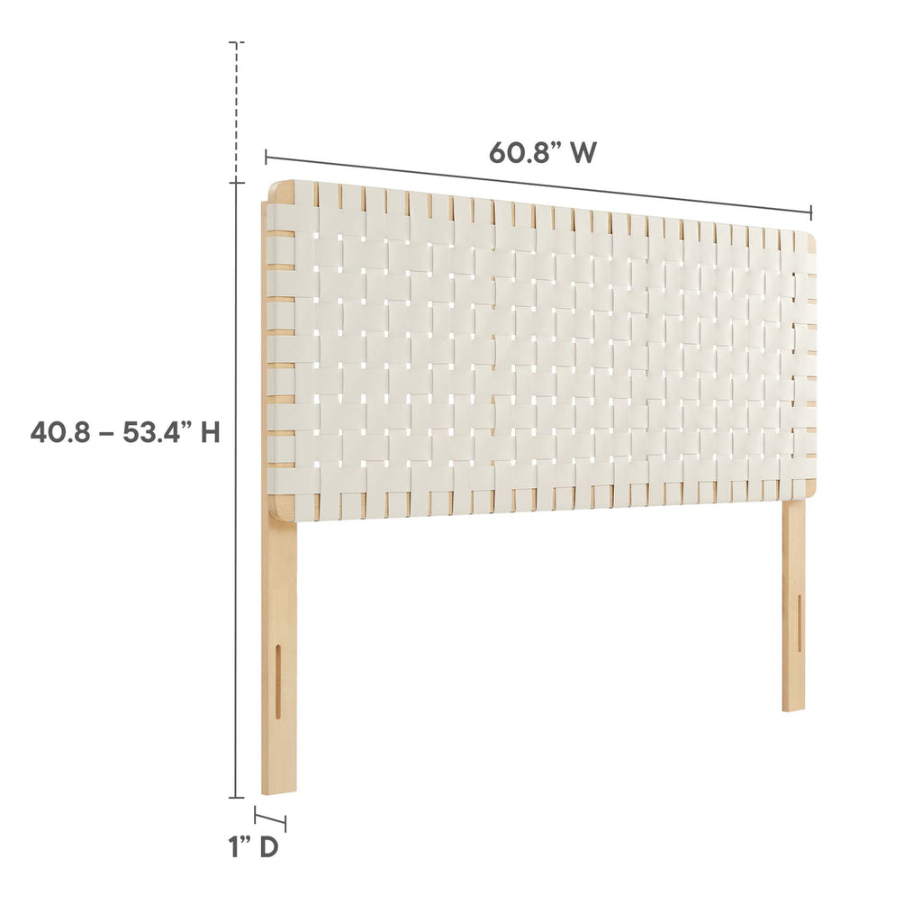 Sparta Weave Vegan Leather Queen Headboard - Natural Beige
