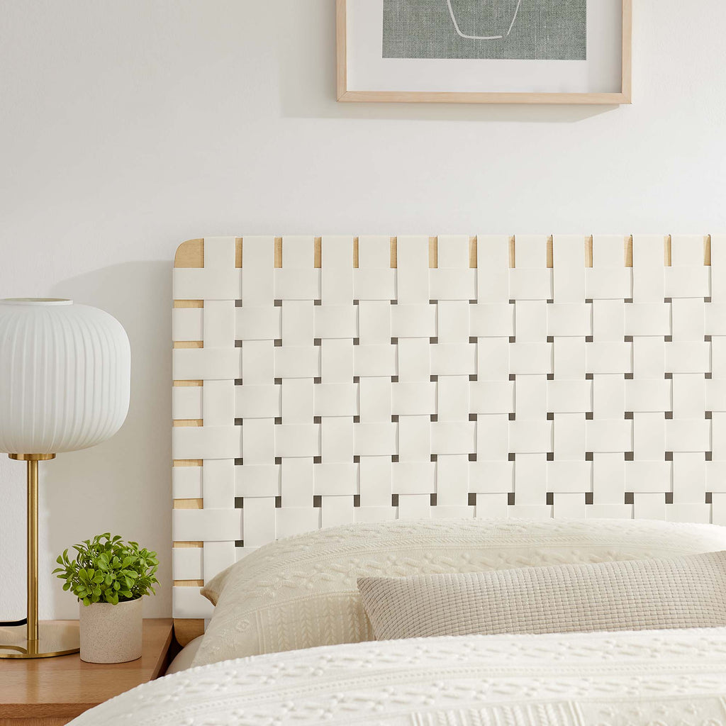 Sparta Weave Vegan Leather Queen Headboard - Natural Beige