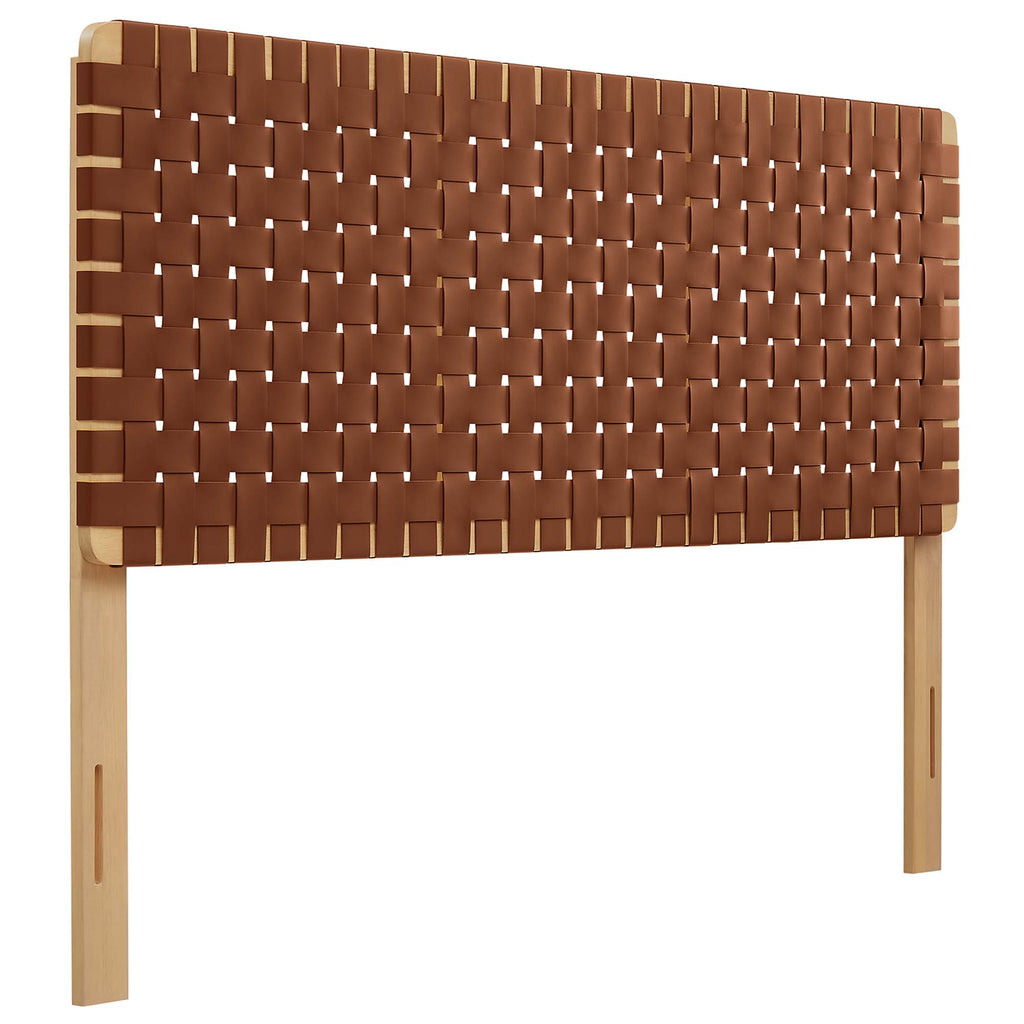Sparta Weave Vegan Leather Queen Headboard - Natural Brown