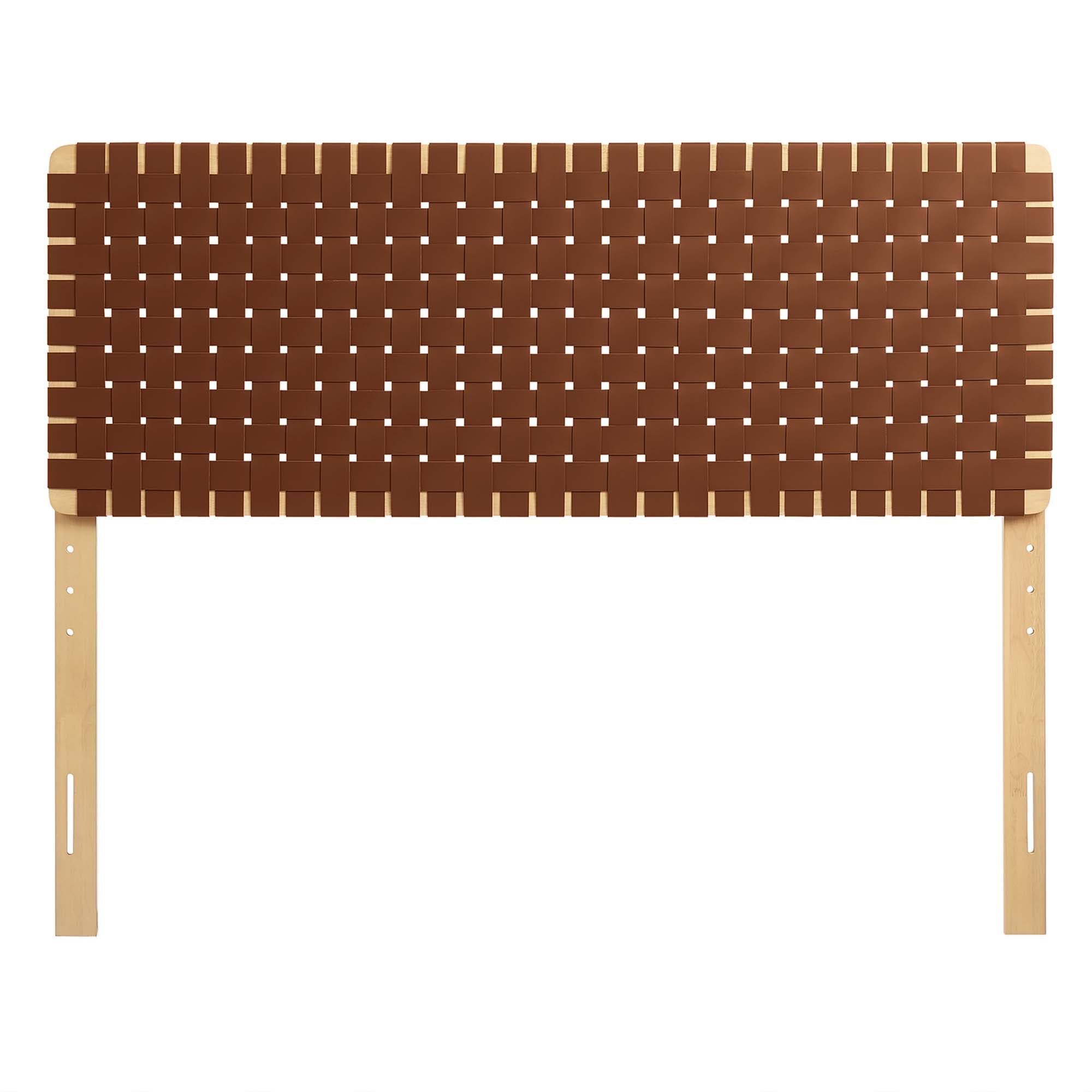 Sparta Weave Vegan Leather Queen Headboard - Natural Brown