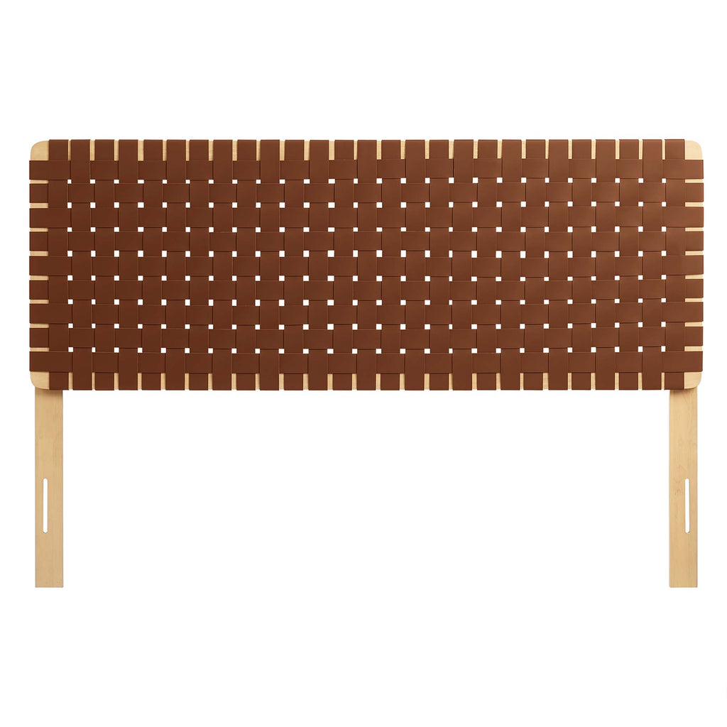 Sparta Weave Vegan Leather Queen Headboard - Natural Brown