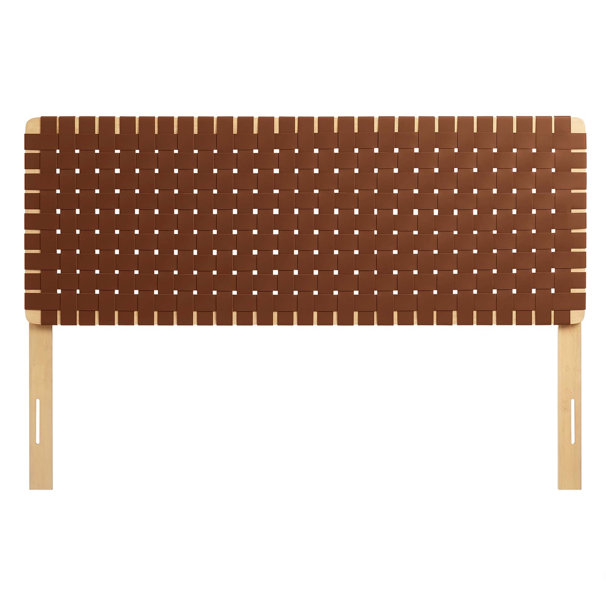 Sparta Weave Vegan Leather Queen Headboard - Natural Brown
