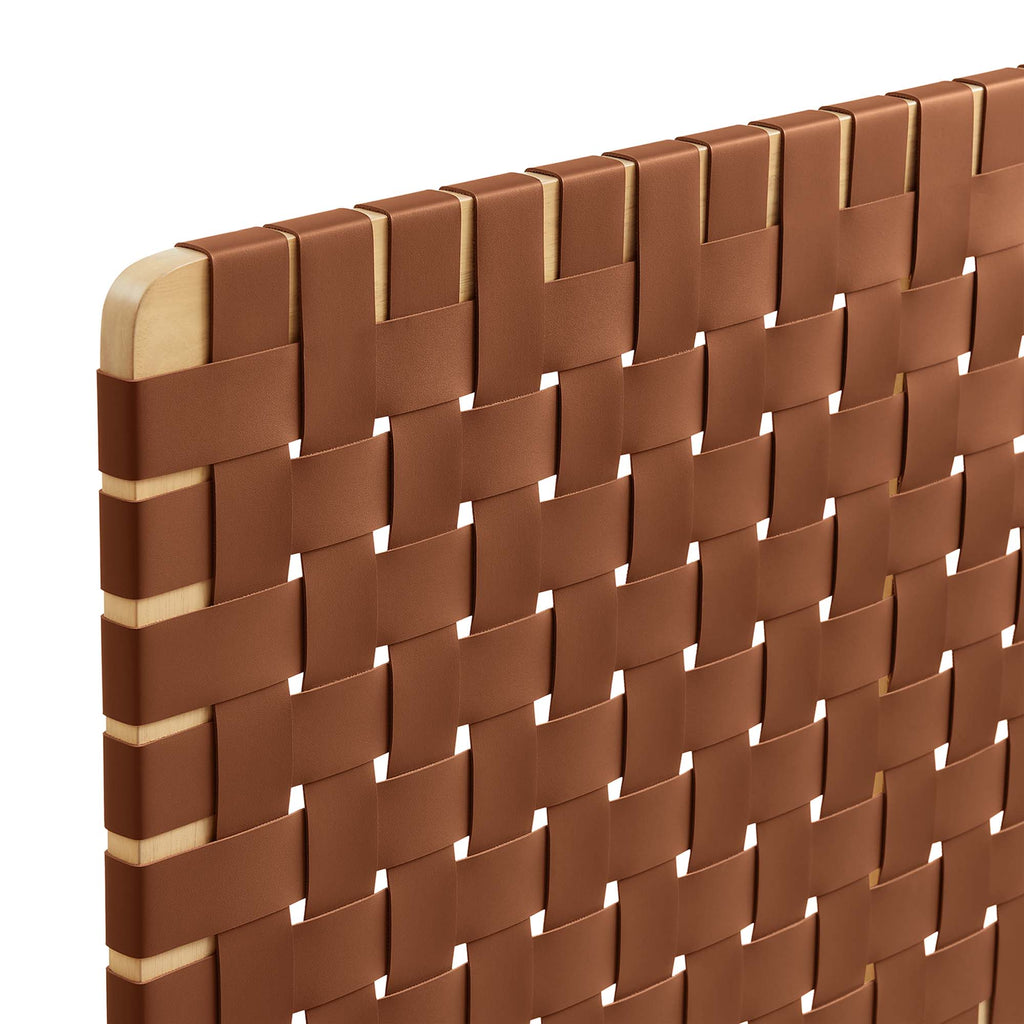 Sparta Weave Vegan Leather Queen Headboard - Natural Brown