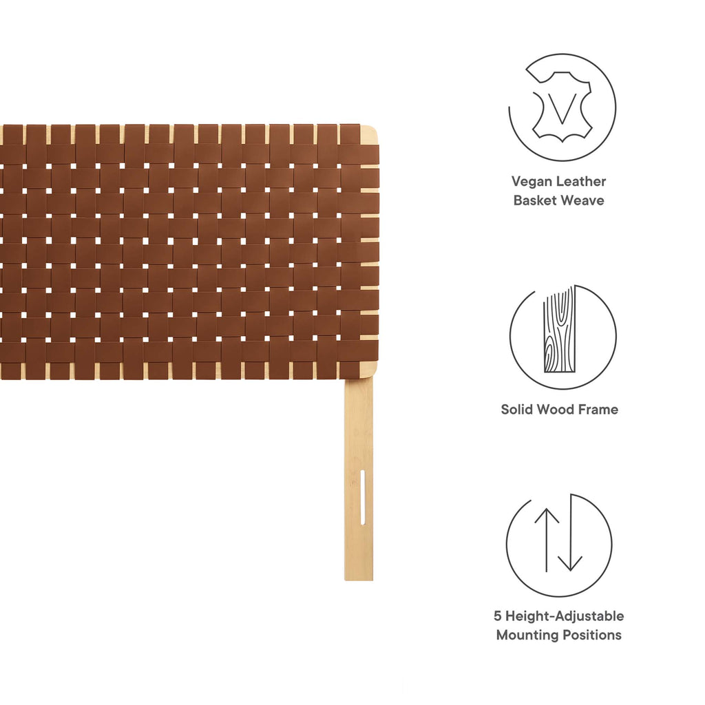 Sparta Weave Vegan Leather Queen Headboard - Natural Brown