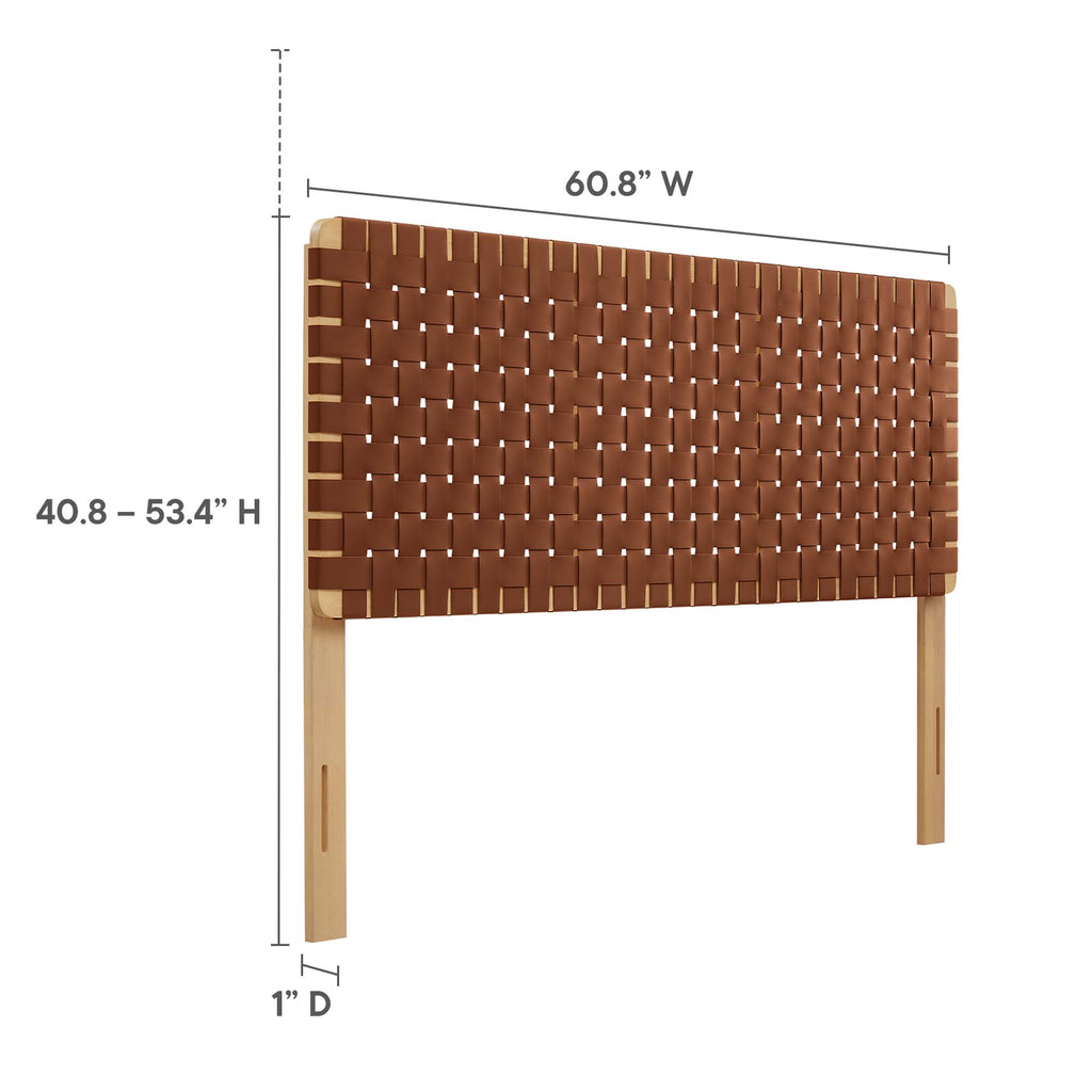 Sparta Weave Vegan Leather Queen Headboard - Natural Brown