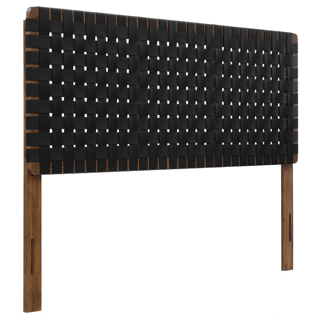 Sparta Weave Vegan Leather Queen Headboard - Walnut Black