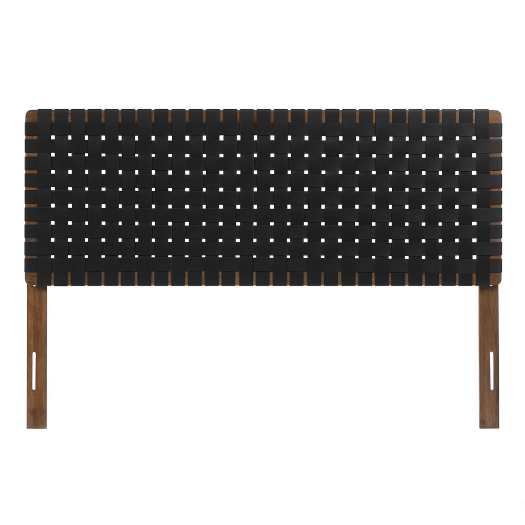 Sparta Weave Vegan Leather Queen Headboard - Walnut Black