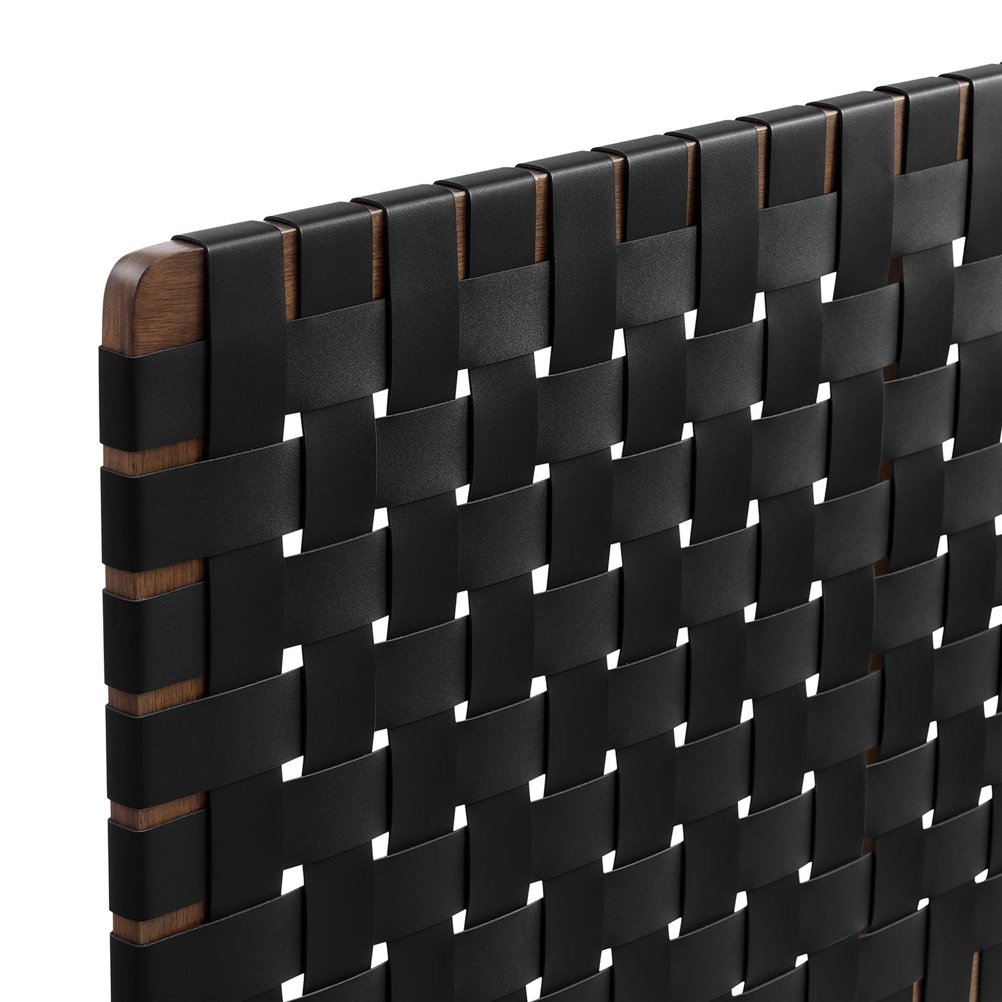 Sparta Weave Vegan Leather Queen Headboard - Walnut Black