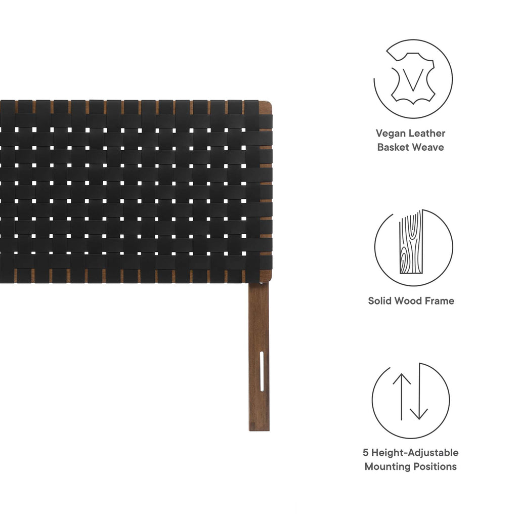 Sparta Weave Vegan Leather Queen Headboard - Walnut Black