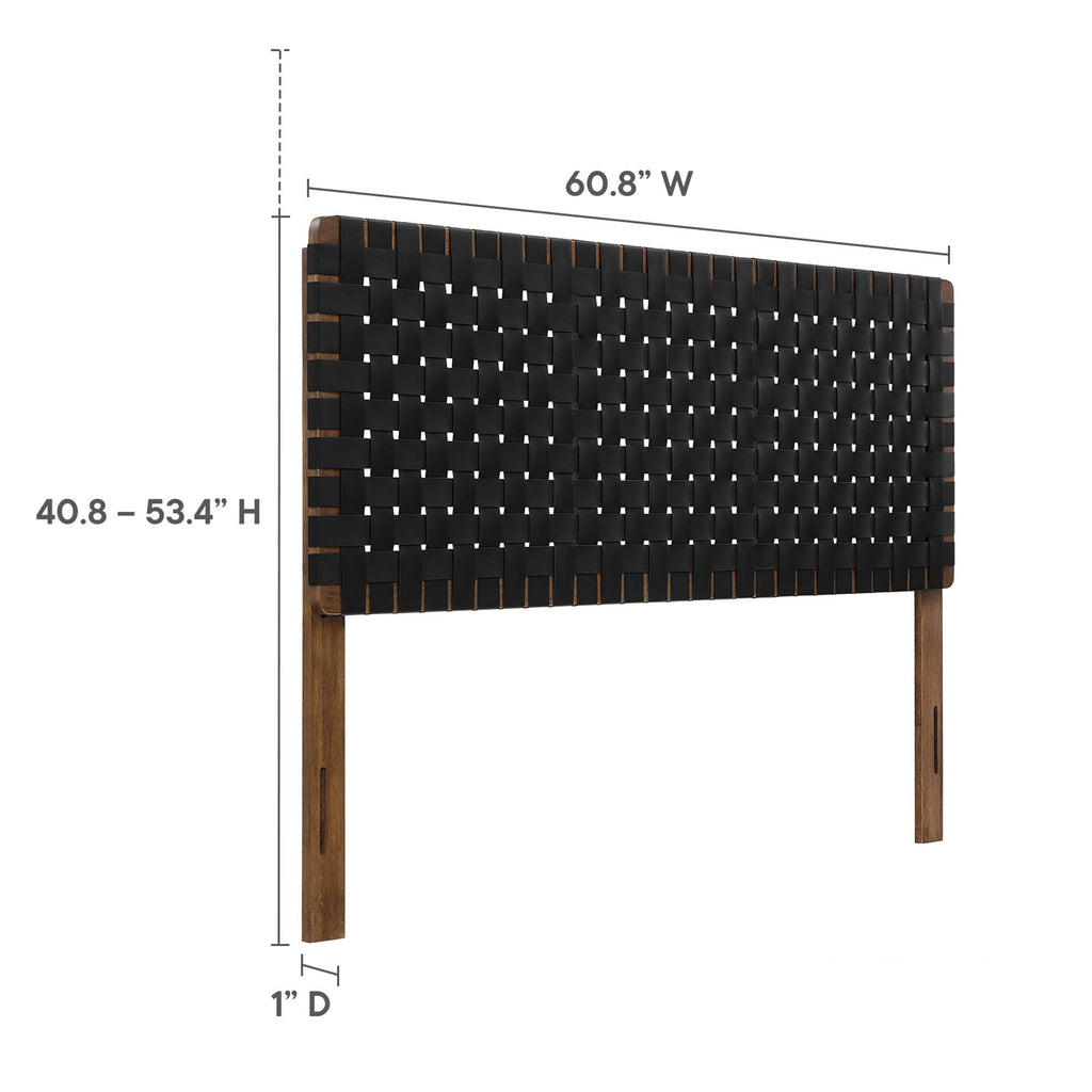 Sparta Weave Vegan Leather Queen Headboard - Walnut Black
