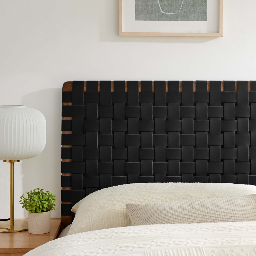 Sparta Weave Vegan Leather Queen Headboard - Walnut Black