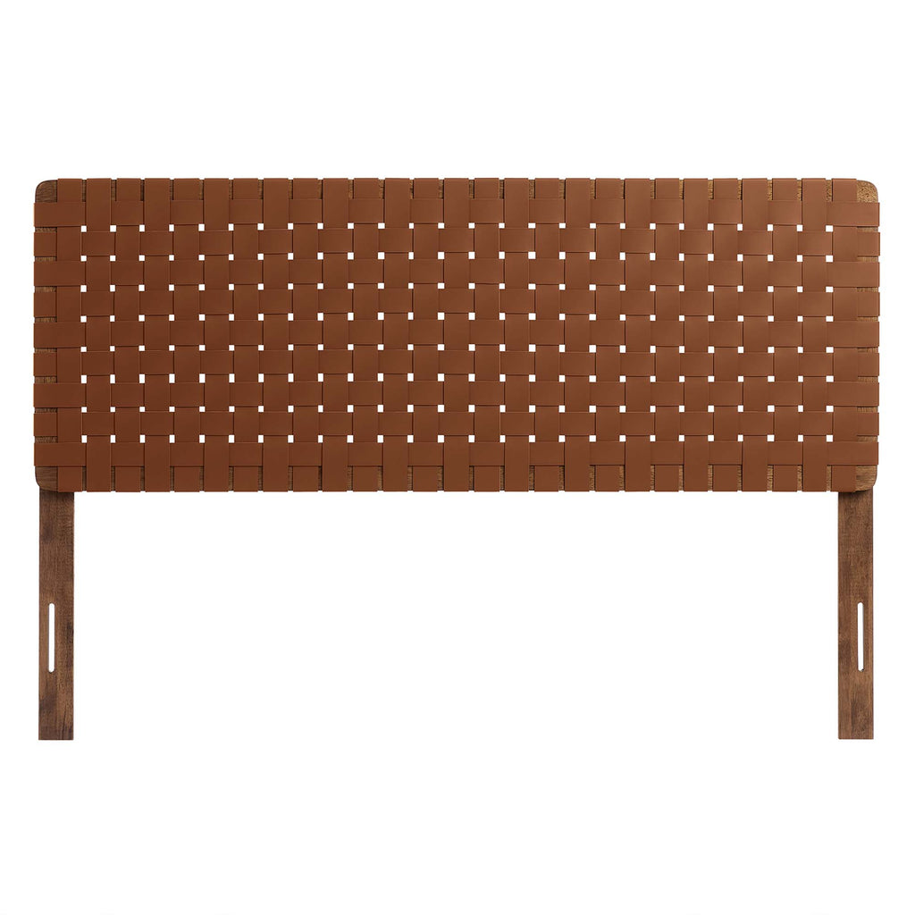 Sparta Weave Vegan Leather Queen Headboard - Walnut Brown