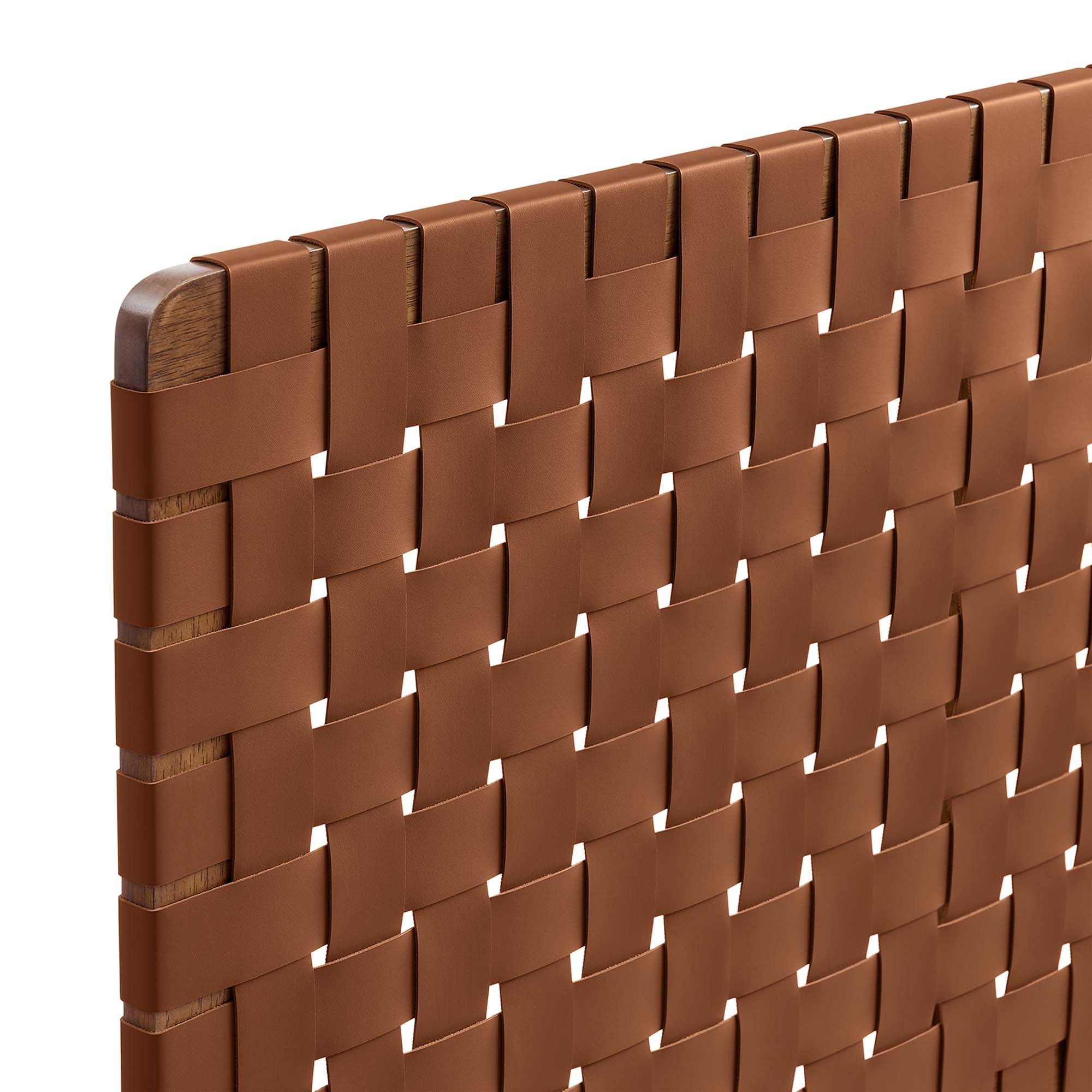 Sparta Weave Vegan Leather Queen Headboard - Walnut Brown