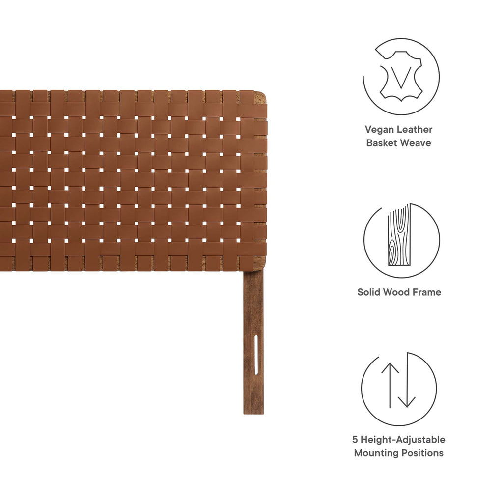 Sparta Weave Vegan Leather Queen Headboard - Walnut Brown