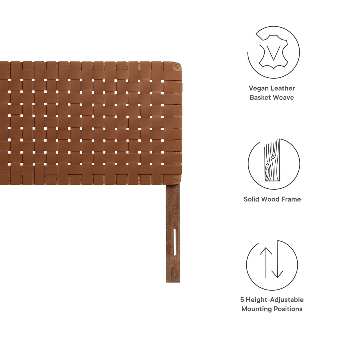 Sparta Weave Vegan Leather Queen Headboard - Walnut Brown