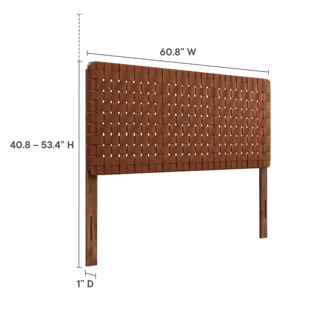 Sparta Weave Vegan Leather Queen Headboard - Walnut Brown