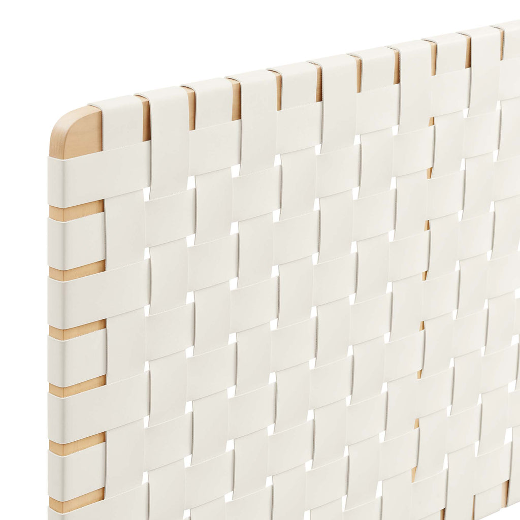 Sparta Weave Wall-Mount Vegan Leather King Headboard - Natural Beige