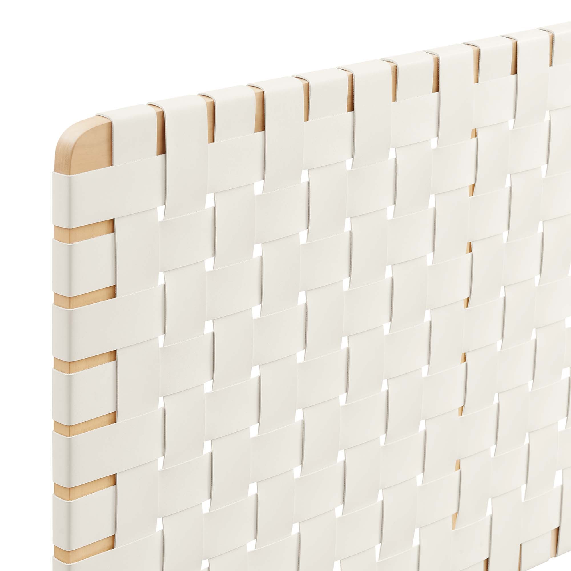 Sparta Weave Wall-Mount Vegan Leather King Headboard - Natural Beige