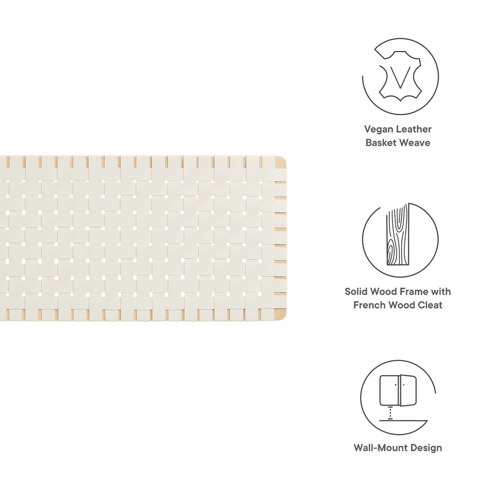 Sparta Weave Wall-Mount Vegan Leather King Headboard - Natural Beige