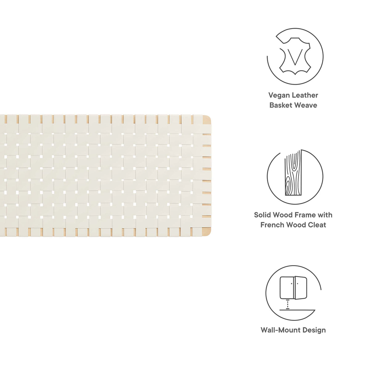 Sparta Weave Wall-Mount Vegan Leather King Headboard - Natural Beige