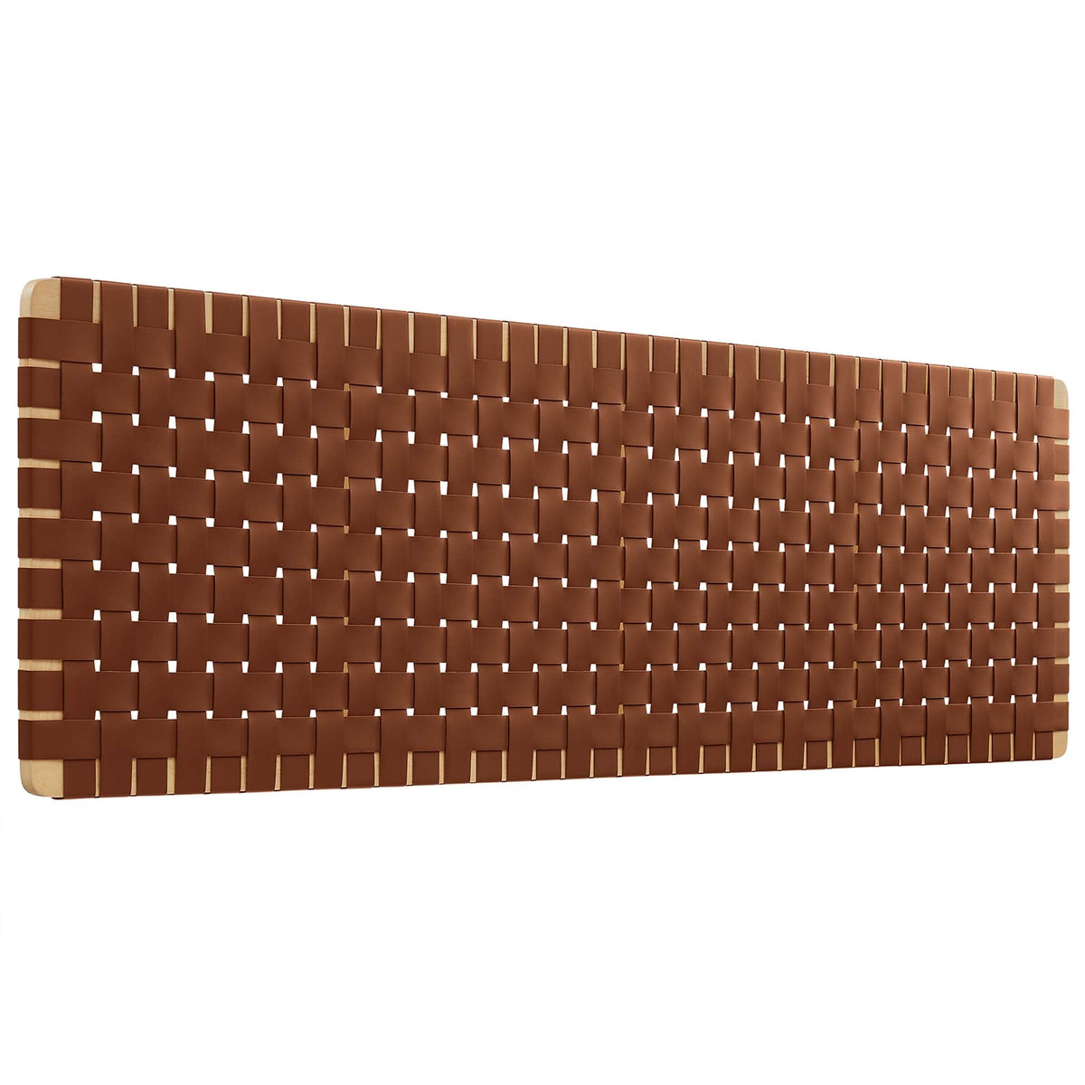 Sparta Weave Wall-Mount Vegan Leather Headboard - Natural Brown — Natural Brown King