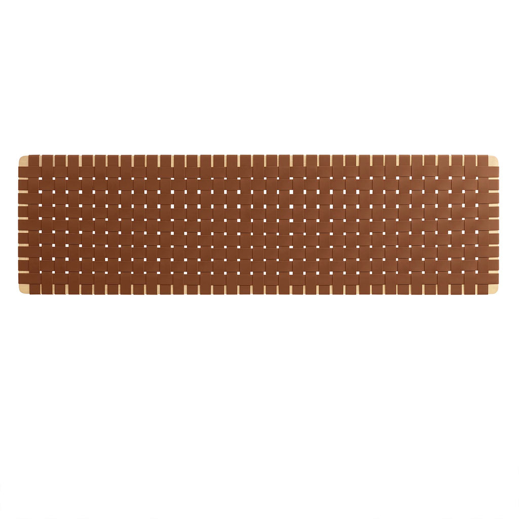 Sparta Weave Wall-Mount Vegan Leather King Headboard - Natural Brown