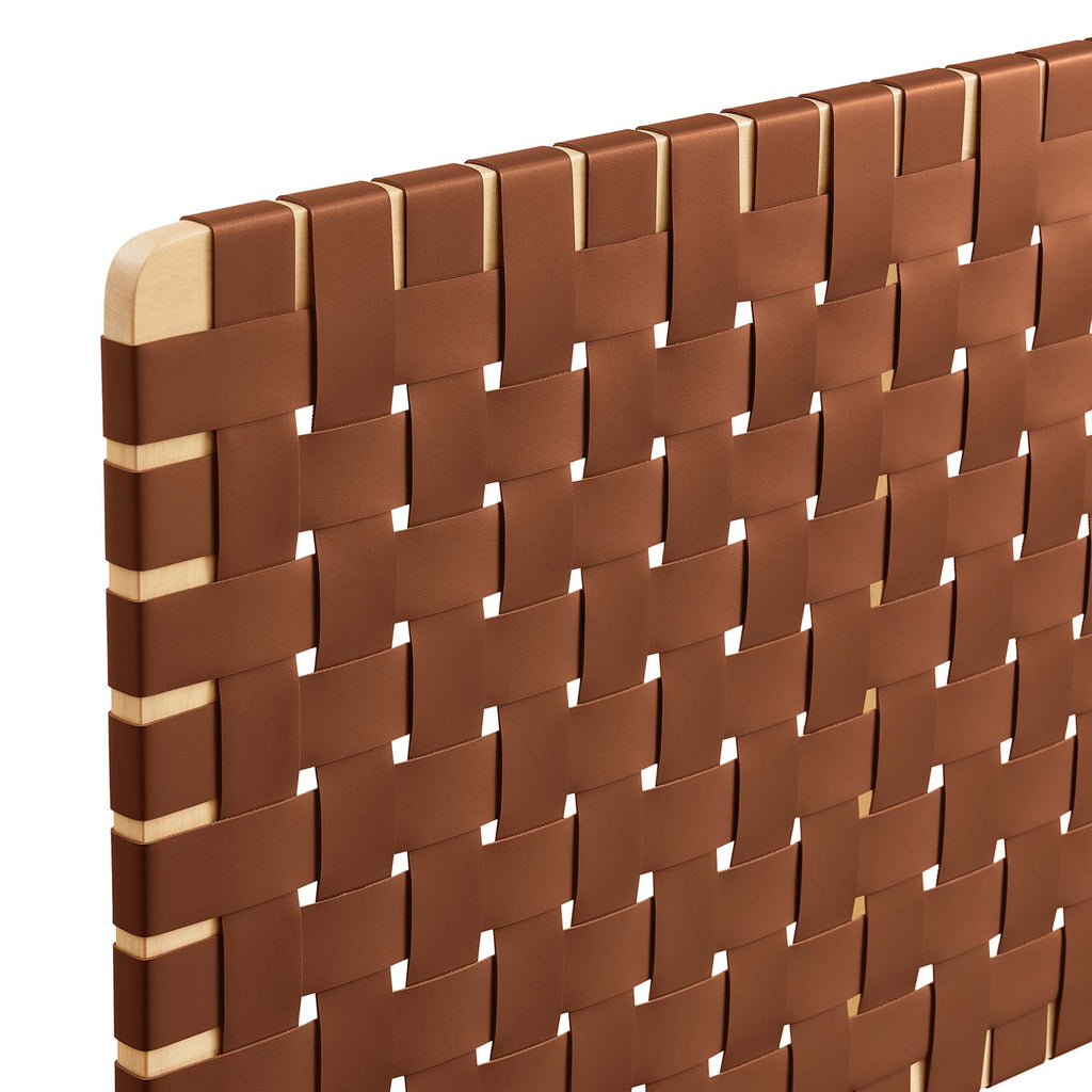 Sparta Weave Wall-Mount Vegan Leather King Headboard - Natural Brown