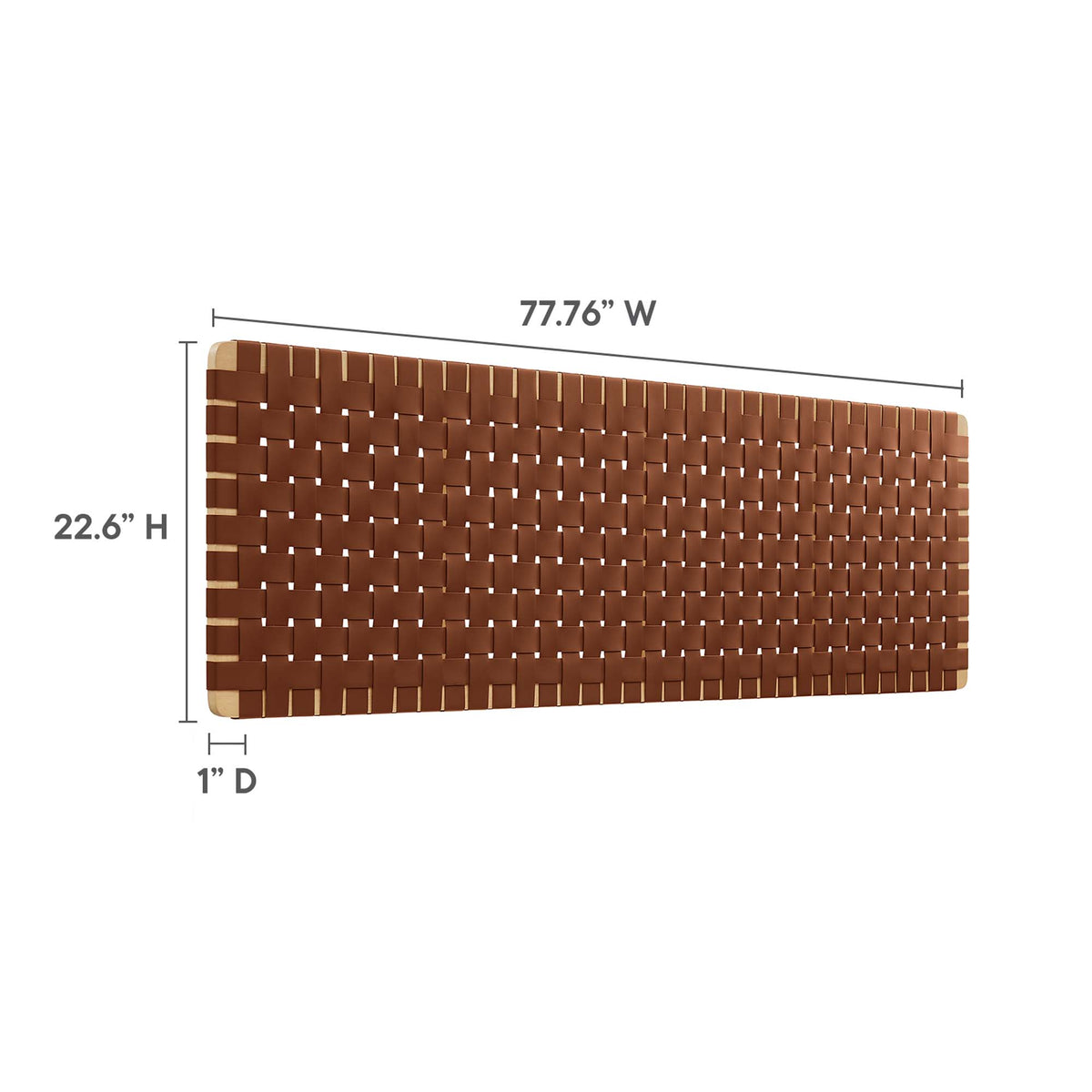 Sparta Weave Wall-Mount Vegan Leather King Headboard - Natural Brown