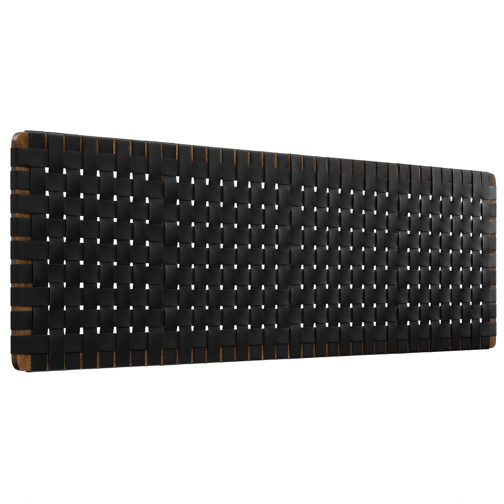 Sparta Weave Wall-Mount Vegan Leather King Headboard - Walnut Black