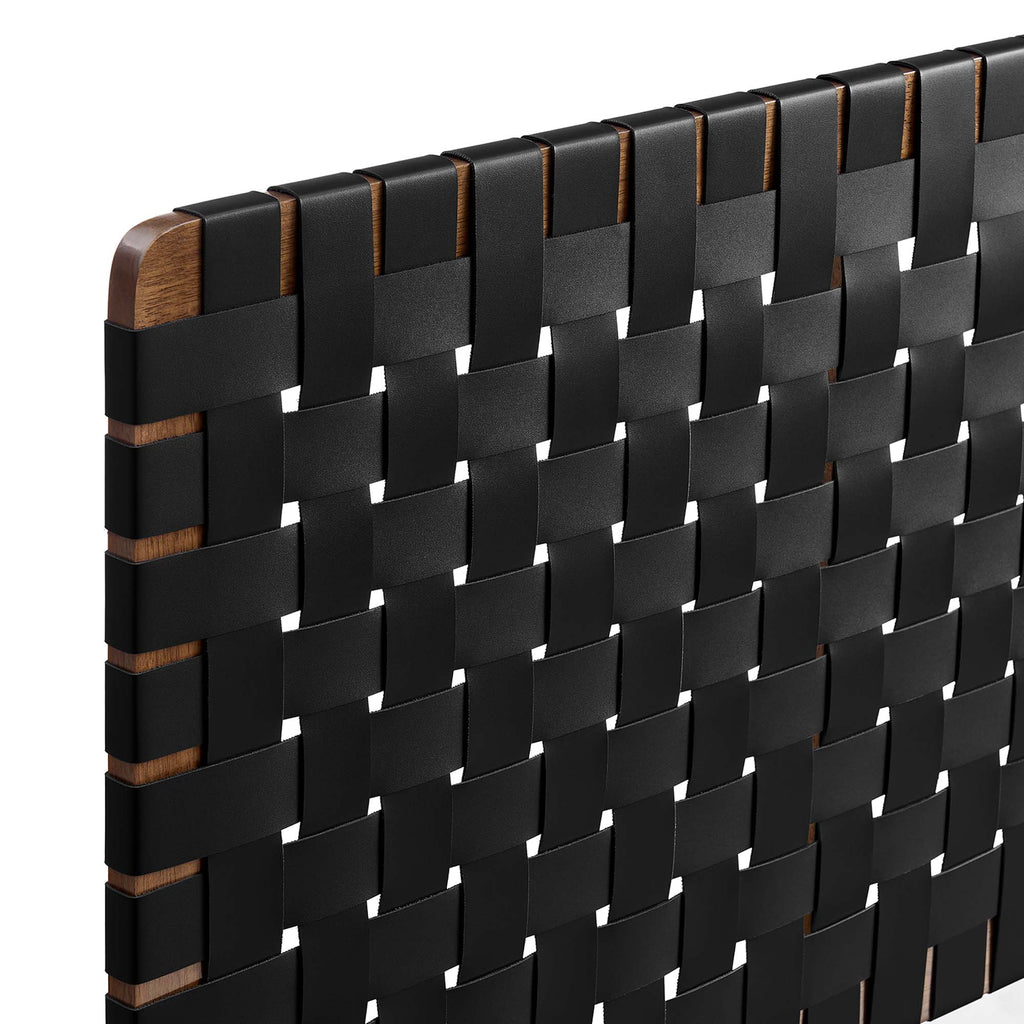 Sparta Weave Wall-Mount Vegan Leather King Headboard - Walnut Black
