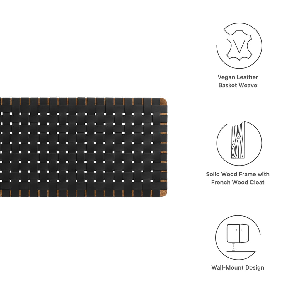Sparta Weave Wall-Mount Vegan Leather King Headboard - Walnut Black
