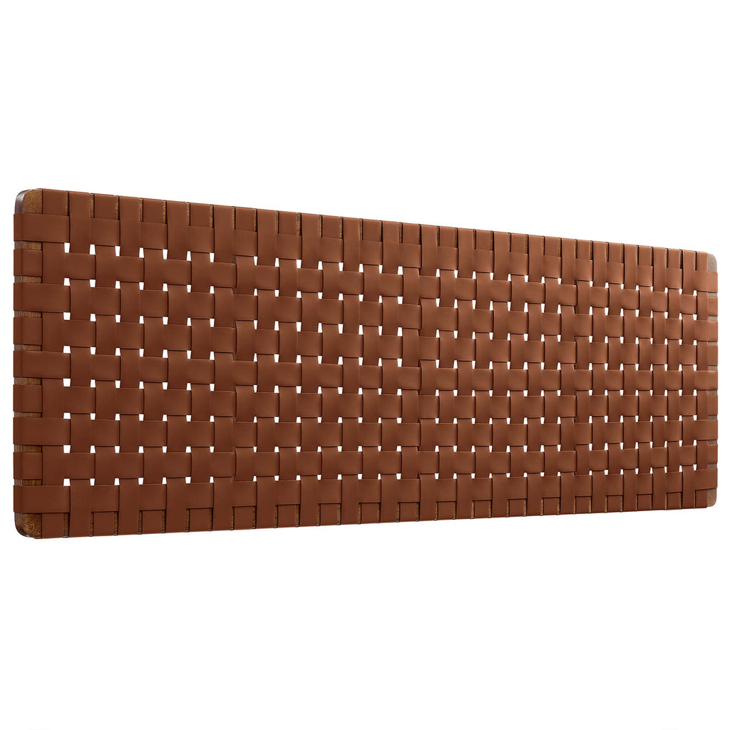 Sparta Weave Wall-Mount Vegan Leather King Headboard - Walnut Brown