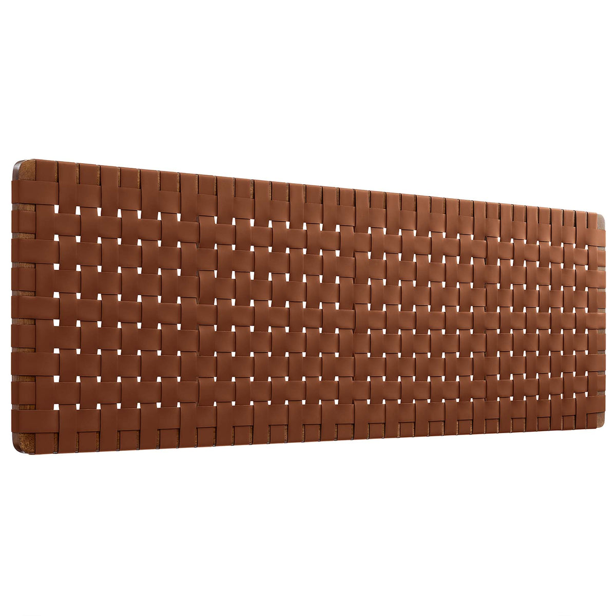 Sparta Weave Wall-Mount Vegan Leather King Headboard - Walnut Brown