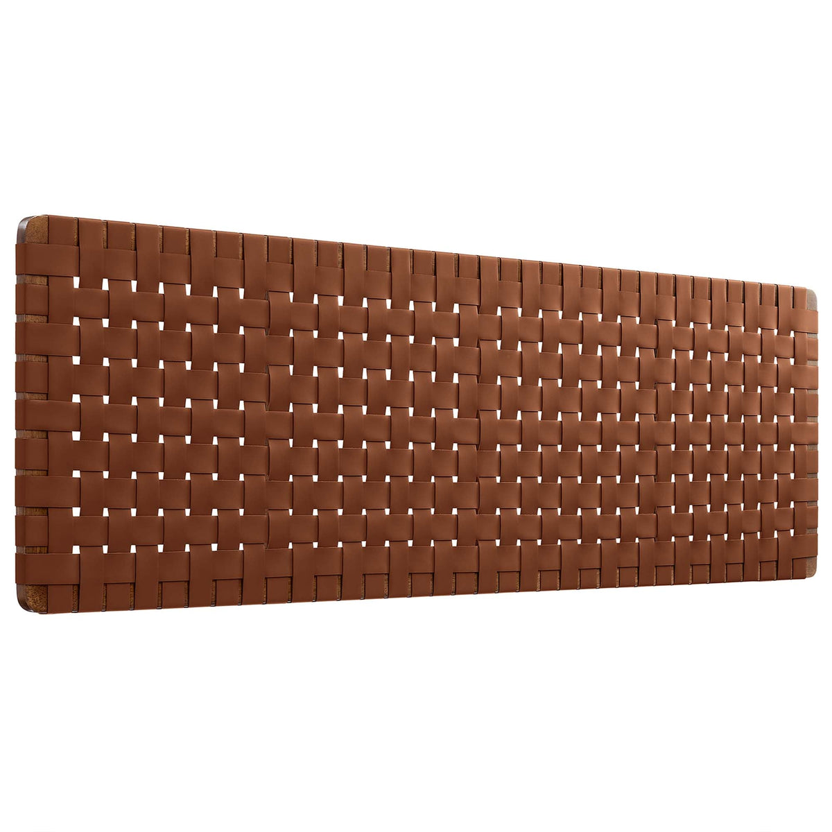 Sparta Weave Wall-Mount Vegan Leather Headboard - Walnut Brown — Walnut Brown King